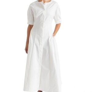 Seed Heritage White Sateen Full Hem Midi Dress